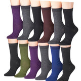 Tipi Toe Women's 12 Pairs Lightweight Colorful Patterned Crew Socks