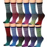Tipi Toe Women's 12 Pairs Lightweight Colorful Patterned Crew Socks