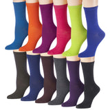 Tipi Toe Women's 12 Pairs Lightweight Colorful Patterned Crew Socks
