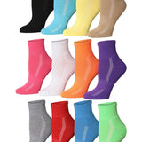 Tipi Toe Women's 12-Pairs Running & Athletic Sports Performance Rainbow Blend Earth Tones White Accent Ankle/Quarter Socks