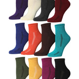 Tipi Toe Women's 12-Pairs Running & Athletic Sports Performance Kaleidoscope Canvas Singular Side Accent Ankle/Quarter Socks