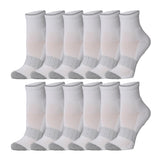 Tipi Toe Women's 12-Pairs Running & Athletic Sports Performance White Purity Paired with Grey Checkers & Toe Highlights Ankle/Quarter Socks