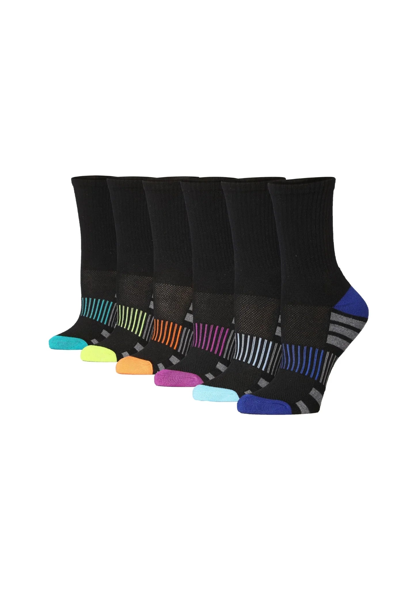  Women's 6-Pack Athletic Hiking Arch Support Socks, Breathable for Running & Sports Activities -  Socks
