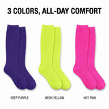 Solid Multicolor Knee High Socks  - 3 Pairs