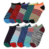 Kids Boys 10 Pairs Classy Lightweight Novelty Vivid Multicolor Stripes Pattern Ankle/Low Cut Socks - Socks