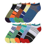 Kids Boys 10 Pairs Classy Lightweight Novelty Color Spectrum Pattern Ankle/Low Cut Socks - Socks