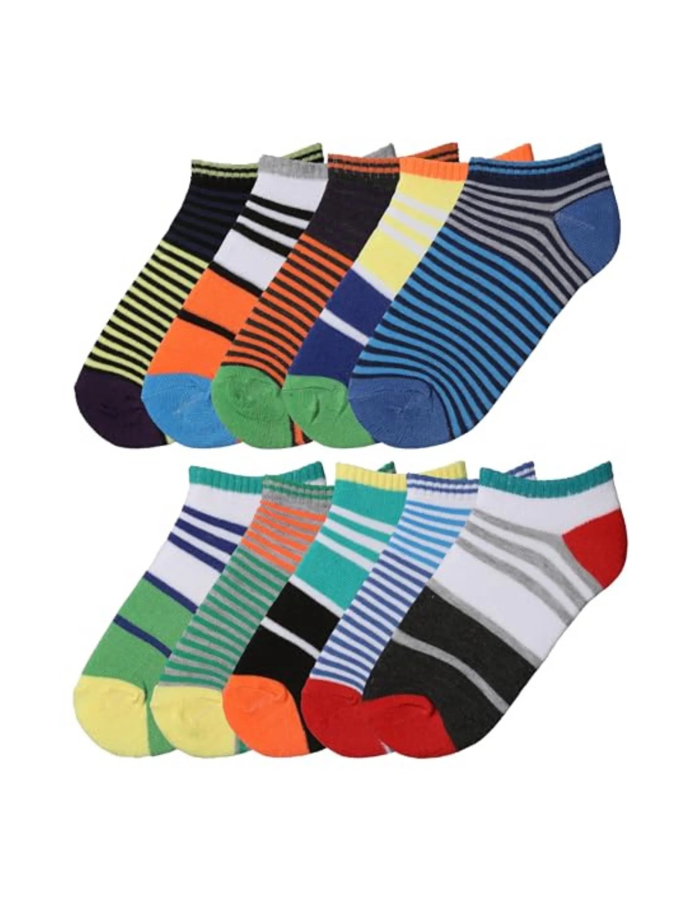 Kids Boys 10 Pairs Classy Lightweight Novelty Color Spectrum Pattern Ankle/Low Cut Socks - Socks
