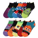 Kids Boys 10 Pairs Classy Lightweight Novelty Creepy Creature Carnival Pattern Ankle/Low Cut Socks - Socks
