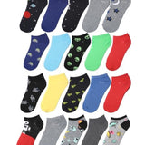 Tipi Toe Kids Boys 20 Pairs Classy Lightweight Novelty Alien Space Astronaut & Rocket Pattern Low Cut/No Show Socks