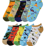 Big Kids Boys 10 Pairs Classy Lightweight Novelty Animal Adventure Mix Pattern Ankle/Low Cut Socks - Socks