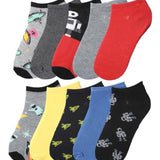 Tipi Toe Big Kids Boys 10 Pairs Classy Lightweight Novelty Astronaut Rocket & Robot Pattern Ankle/Low Cut Socks