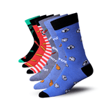 JAMES FIALLO Men's 6 Pairs Stylish Colorful Patterned Dress Socks