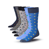 JAMES FIALLO Men's 6 Pairs Stylish Colorful Patterned Dress Socks