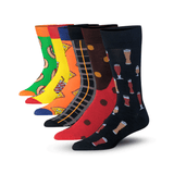 JAMES FIALLO Men's 6 Pairs Stylish Colorful Patterned Dress Socks