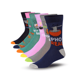 JAMES FIALLO Men's 6 Pairs Stylish Colorful Patterned Dress Socks