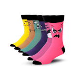 JAMES FIALLO Men's 6 Pairs Stylish Colorful Patterned Dress Socks