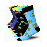 JAMES FIALLO Men's 6 Pairs Stylish Colorful Patterned Dress Socks