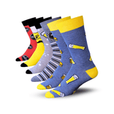 JAMES FIALLO Men's 6 Pairs Stylish Colorful Patterned Dress Socks