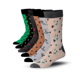 JAMES FIALLO Men's 6 Pairs Stylish Colorful Patterned Dress Socks