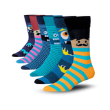 JAMES FIALLO Men's 6 Pairs Stylish Colorful Patterned Dress Socks