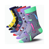 Men's 6 Pairs Casual Novelty Fantasy Wardrobe Colorful Patterned Dress Socks for Men - Tipi Toe Socks