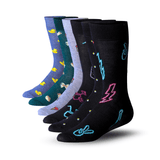 JAMES FIALLO Men's 6 Pairs Stylish Colorful Patterned Dress Socks