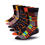 JAMES FIALLO Men's 6 Pairs Stylish Colorful Patterned Dress Socks