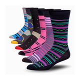 JAMES FIALLO Men's 6 Pairs Stylish Colorful Patterned Dress Socks