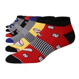 JAMES FIALLO Men's 6-Pairs Low Cut Athletic Vibrant Colors Baseball Patterns Sports Mens Socks