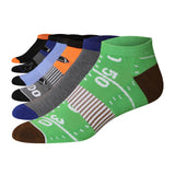 JAMES FIALLO Men's 6-Pairs Low Cut Athletic Grey Black Striped Football-Themed Sport Mens Socks