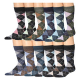 JAMES FIALLO Men's 12 Pairs Stylish Colorful Patterned Dress Socks for Men
