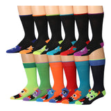 JAMES FIALLO Men's 12 Pairs Stylish Colorful Patterned Dress Socks for Men