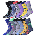 Men's 12 Pairs Casual Novelty Fashion Wardrobe Wonder Colorful Patterned Dress Socks for Men - Socks