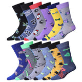 Men's 12 Pairs Casual Novelty Fashion Wardrobe Wonder Colorful Patterned Dress Socks for Men - Socks