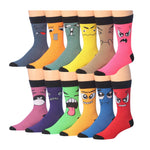 Men's 12 Pairs Casual Novelty Emoji Inspired Colorful Patterned Dress Socks for Men - Socks