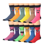 Men's 12 Pairs Casual Novelty Emoji Inspired Colorful Patterned Dress Socks for Men - Socks