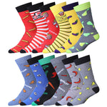 Men's 12 Pairs Casual Novelty Gourmet Delights Colorful Patterned Dress Socks for Men - Socks