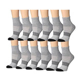 Tipi Toe Women's 12-Pairs Running & Athletic Sports Performance Gradient Grays Bold Black Accents Ankle/Quarter Socks