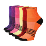 Tipi Toe Women's 6-Pairs Quarter Athletic Arch Sports Performance Blue Green Yellow Socks