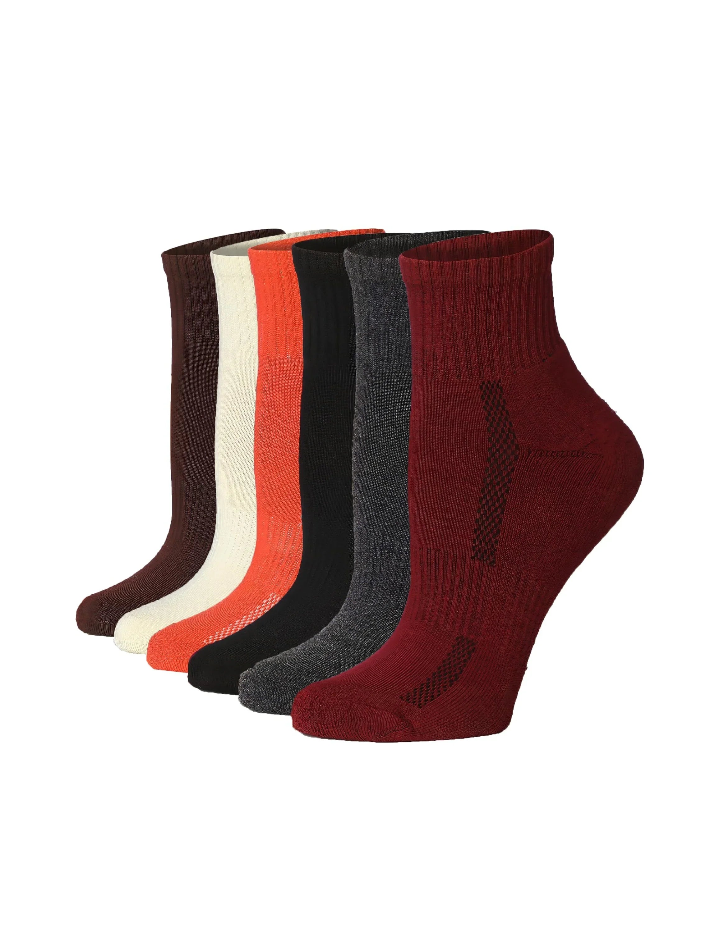  Women's 6-Pairs Running & Athletic Sports Performance Basic Warm Colors Quarter Socks -  Socks