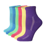 Tipi Toe Women's 6-Pairs Running & Athletic Sports Performance Rainbow Colors Quarter Socks