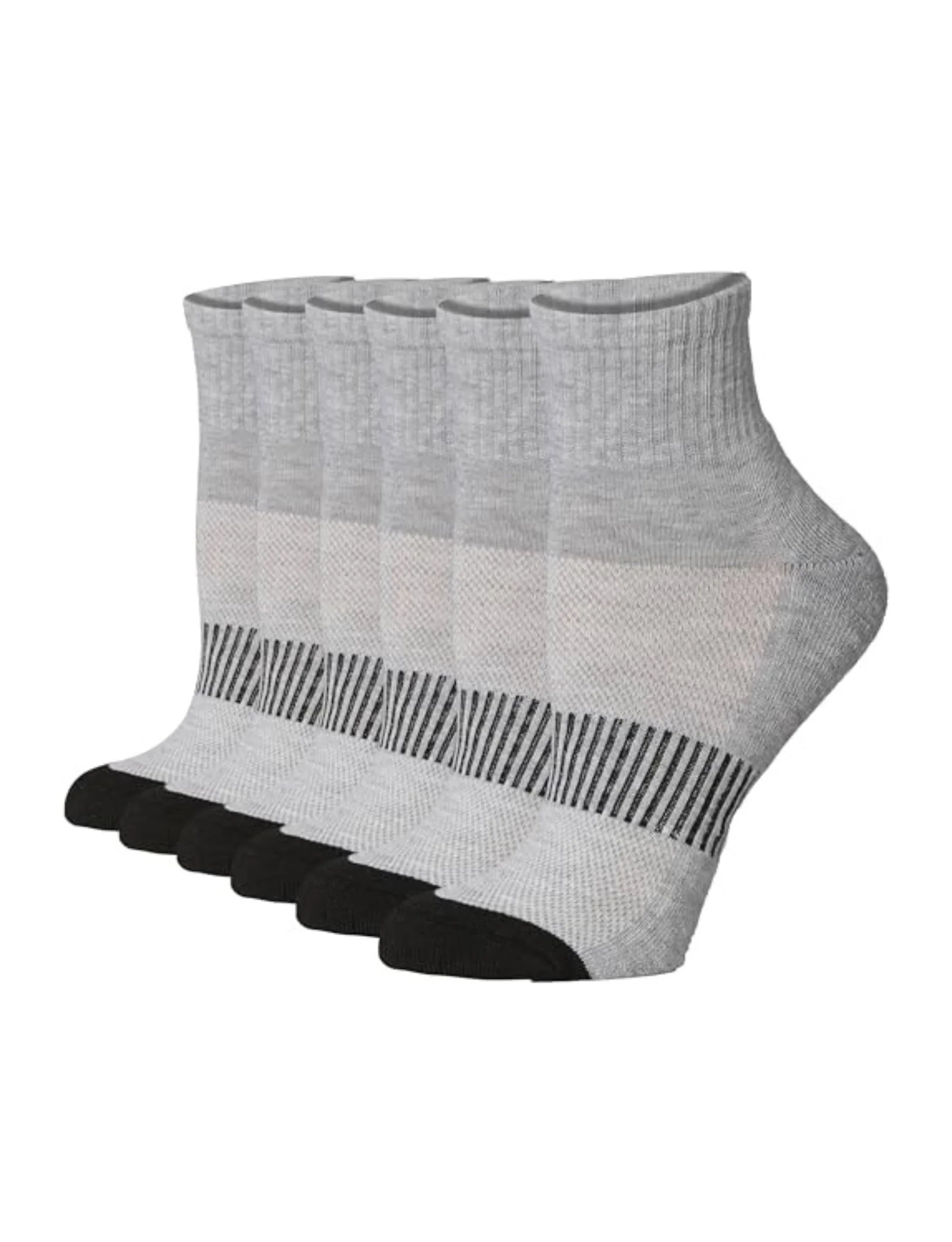  Women's 6-Pairs Running & Athletic Sports Performance Gradient Grays Bold Black Accents Ankle/Quarter Socks -  Socks