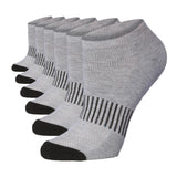 Tipi Toe Women's 6 Pack Cushioned Comfort Running Grey With Black Stripes & Toe Hiking Socks For Women