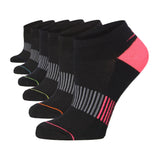 Tipi Toe Women's 6-Pairs Black Rainbow Stripes Pattern Low Cut/No Show Athletic Sport Socks - Tipi Toe Socks
