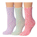 Women's 3 Pairs Cozy Microfiber Soft Anti-Skid Lavender Mist Colorful Patterned Fuzzy Crew Socks - Socks