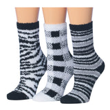 Tipi Toe Women's 3-Pack Cozy Microfiber Colorful Patterned Fuzzy Crew Socks