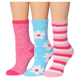 Tipi Toe Women's 3-Pack Cozy Microfiber Colorful Patterned Fuzzy Crew Socks