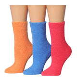 Women's 3 Pairs Cozy Microfiber Soft Anti-Skid Citrus Crush Colorful Patterned Fuzzy Crew Socks - Socks