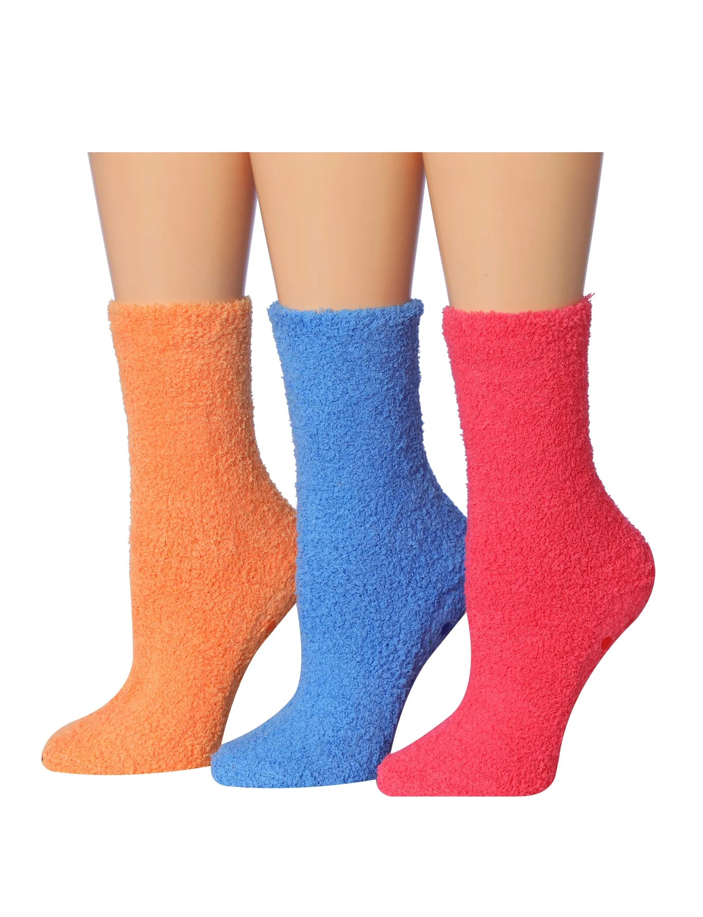 Women's 3 Pairs Cozy Microfiber Soft Anti-Skid Citrus Crush Colorful Patterned Fuzzy Crew Socks - Socks