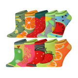 Tipi Toe Women's 10 Pairs Fruitful Kaleidoscope Pattern & Mix Colors For Vibrant Style Low Cut/No Show Socks